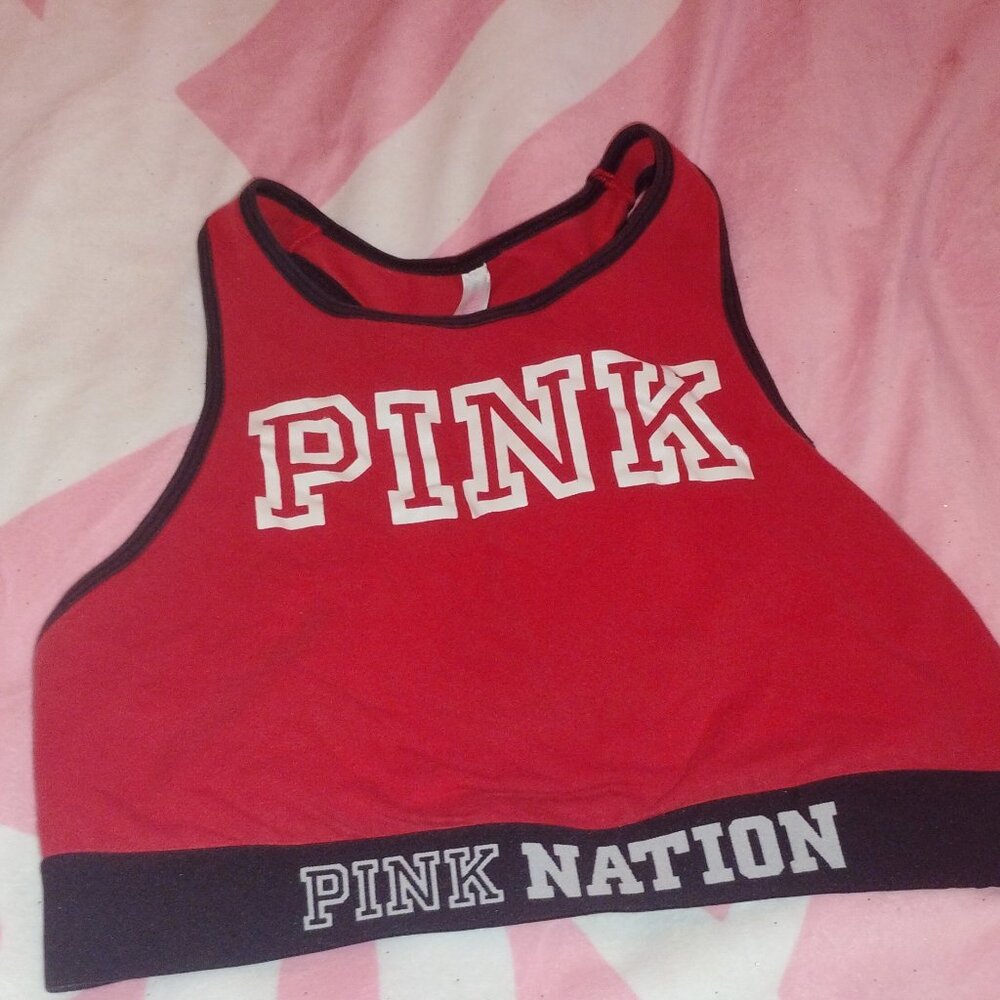 Pink red sports bra